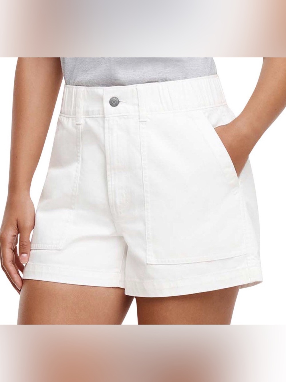 GAP White Elastic Waist Twill Shorts Womens Size M NWT